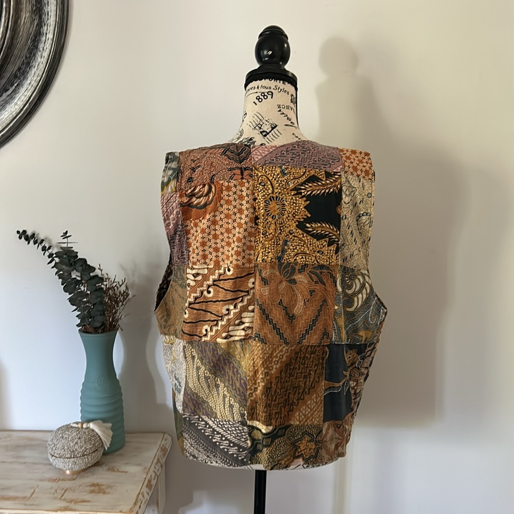 Vintage Ron Jon Eclectic Boho Patchwork Vest One … - image 5